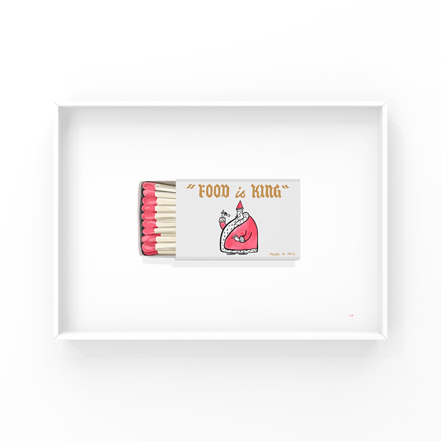 Matchbook Print, Food is King Vintage Matchbooks original drawing, Wall art Print Poster, Brown Palace Hotel, Restaurant Matchbox, Colorado