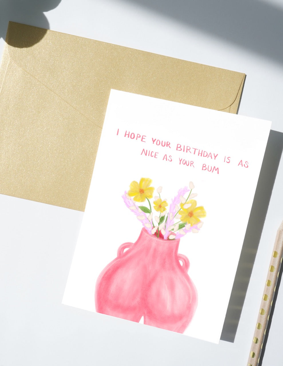 Booty butt greeting card, birthday card for friend funny cute, sexy