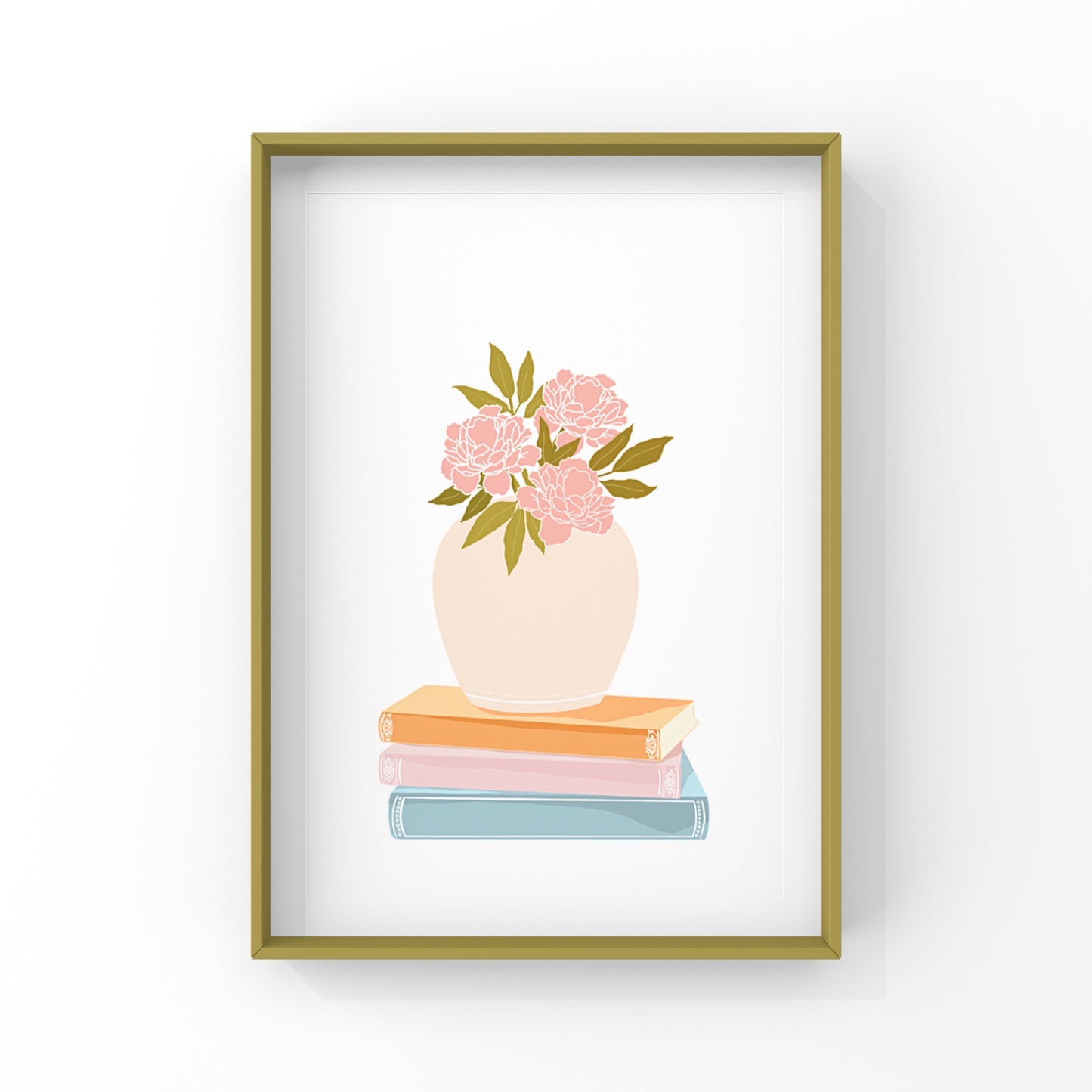 Flower Bouquet and Books Wall Art