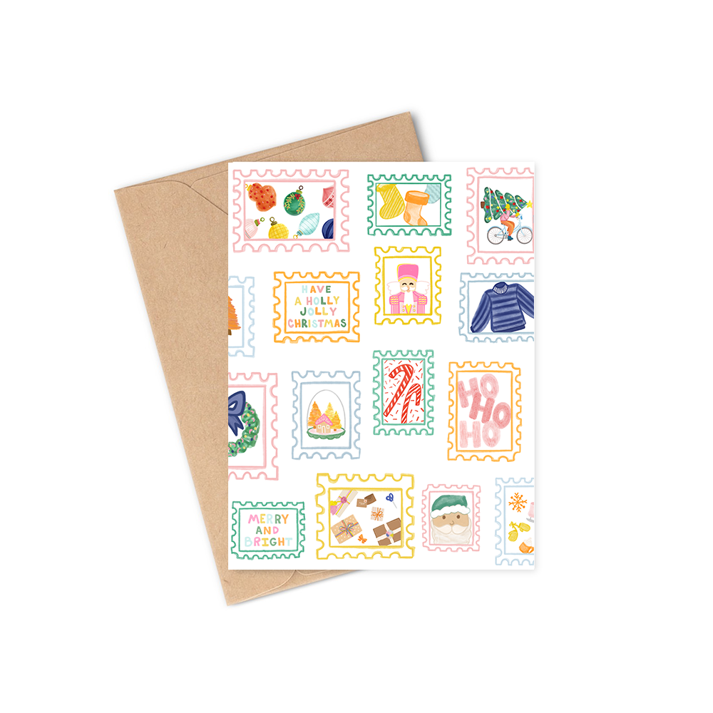 christmas card, christmas stamps, xmas, holiday greeting card, gift, card for mom dad coworker aunt niece sister brother cousin friend