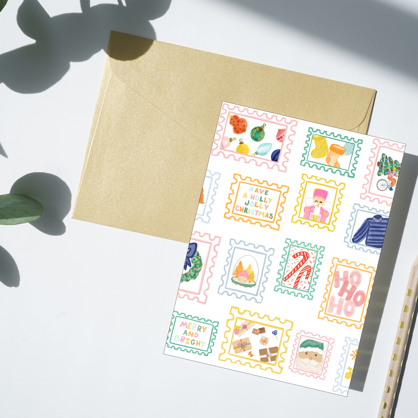 Christmas Stamps Greeting Card
