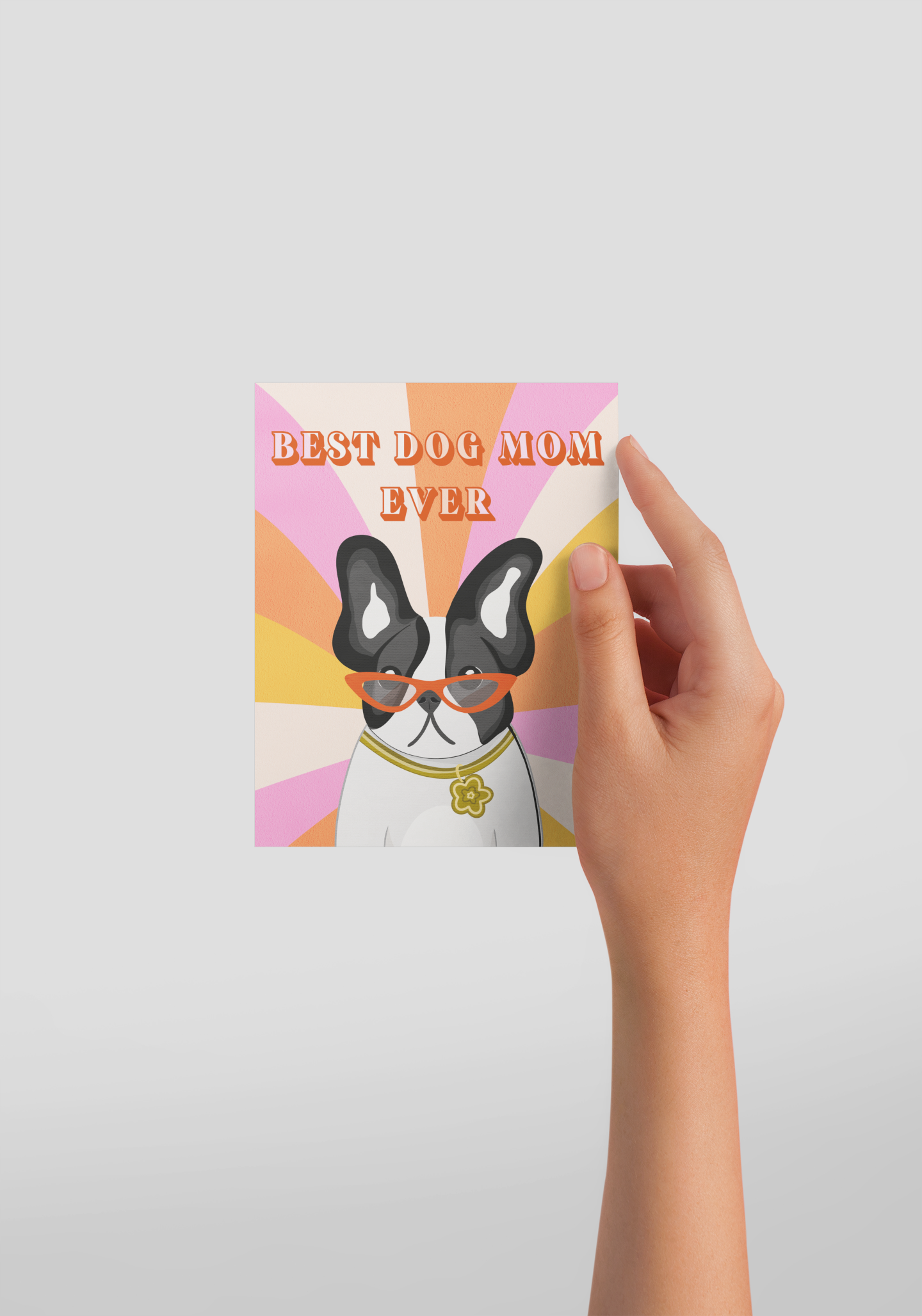 Retro groovy dog mom greeting card - doggy card for mother's day, retro, groovy, 70s