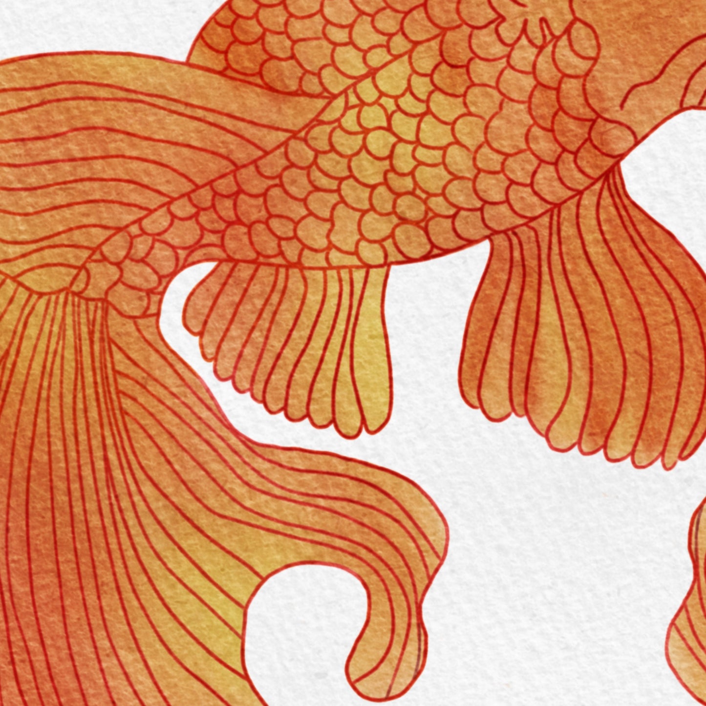 up close details of the orange goldfish wall art