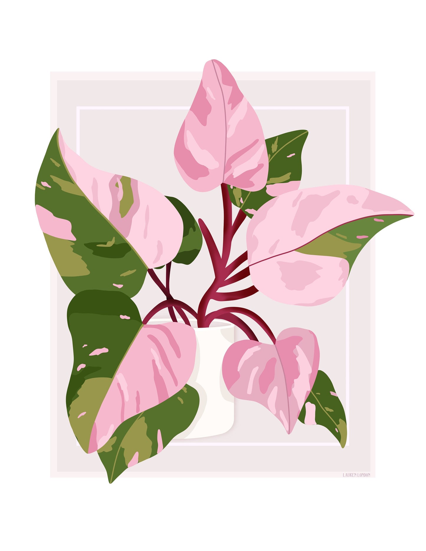 House Plant Art Print - Pink philodendron