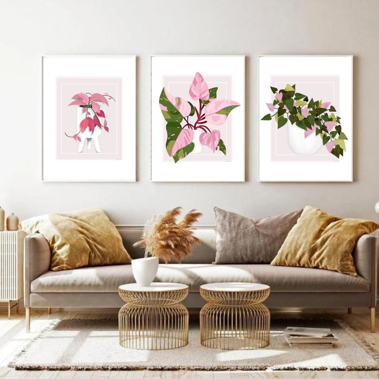 Houseplant wall art - set of 3 - Potted plant art print