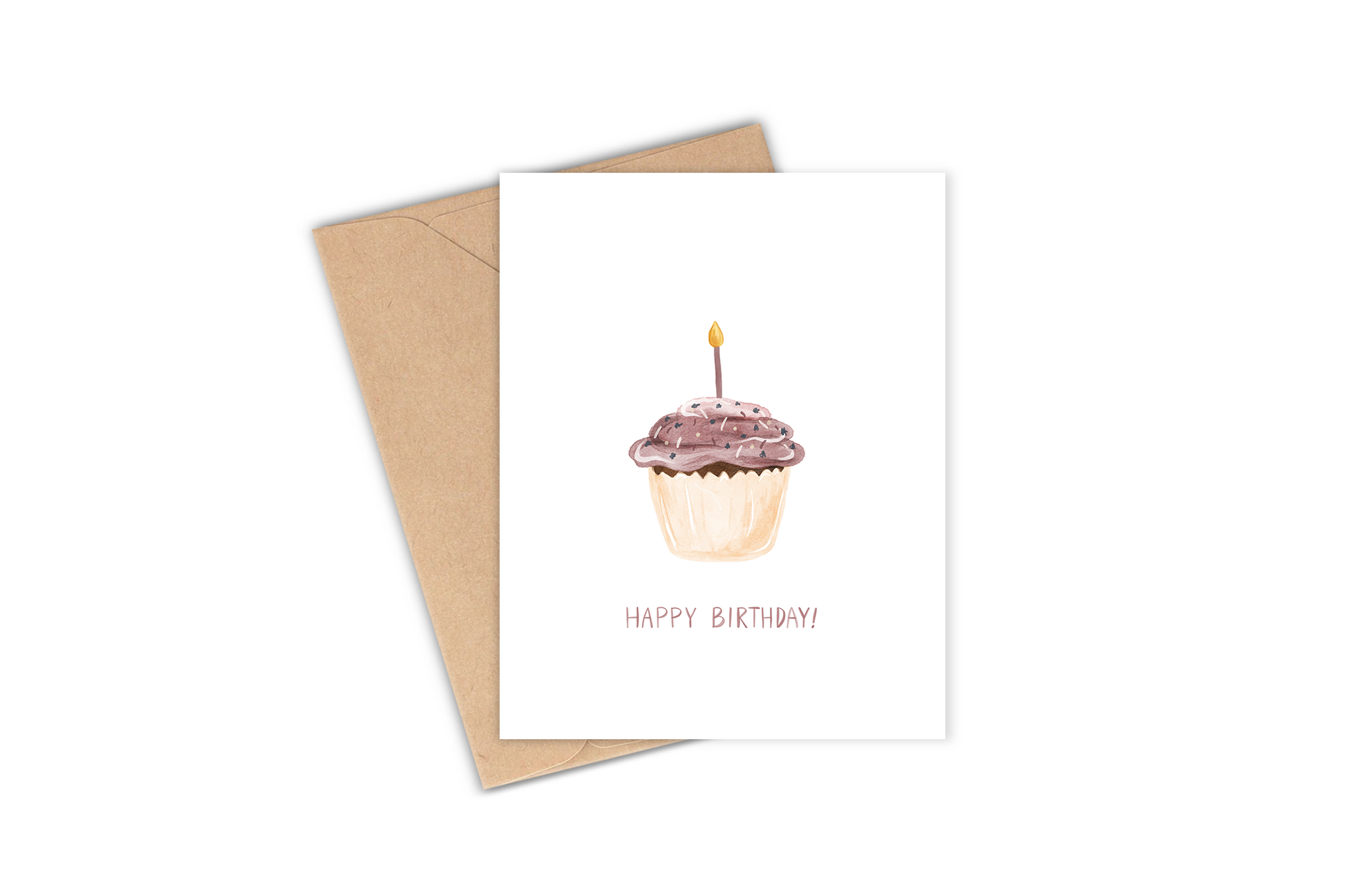 This greeting card features a drawing of a delicious looking cupcake with the phrase "Happy Birthday". Perfect for your friend who loves sweet treats because we all deserve a little treat!