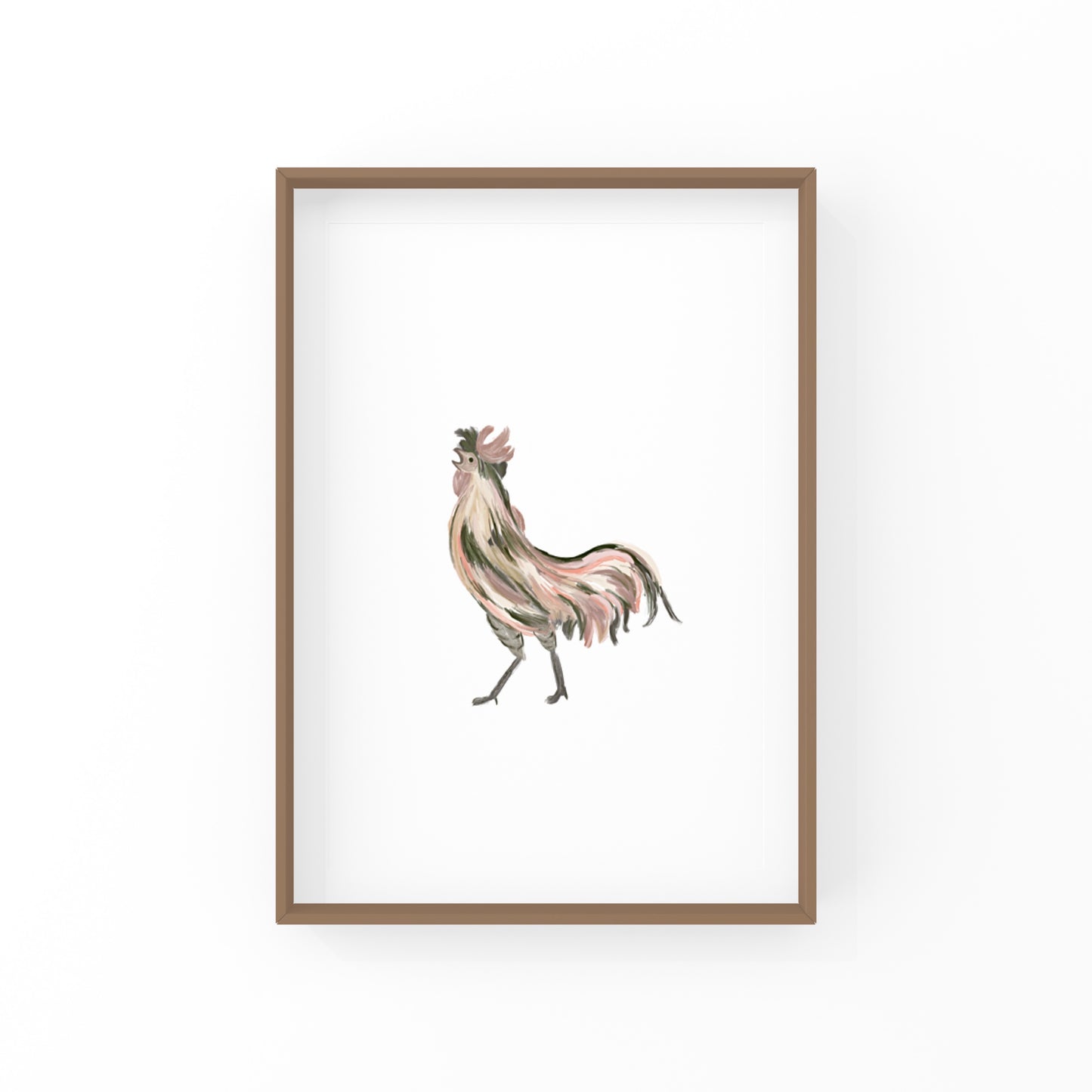 This art print is the perfect way to bring those southern vibes into your home! Featuring a beautifully hand-illustrated rooster with shades of green, pink, beige, and brown. Makes perfect home decor, and it would go perfectly above a bar cart or in any gallery wall!