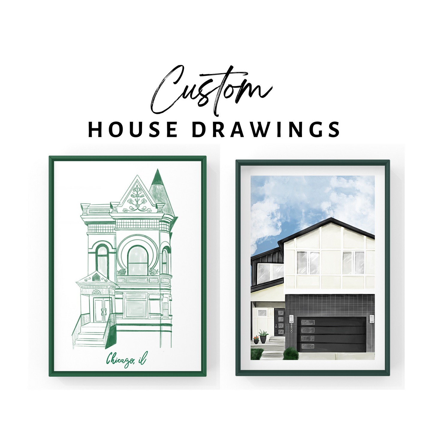 Custom house portrait - the perfect housewarming gift, realtor gift for client, or gift for yourself if you just bought a new home!