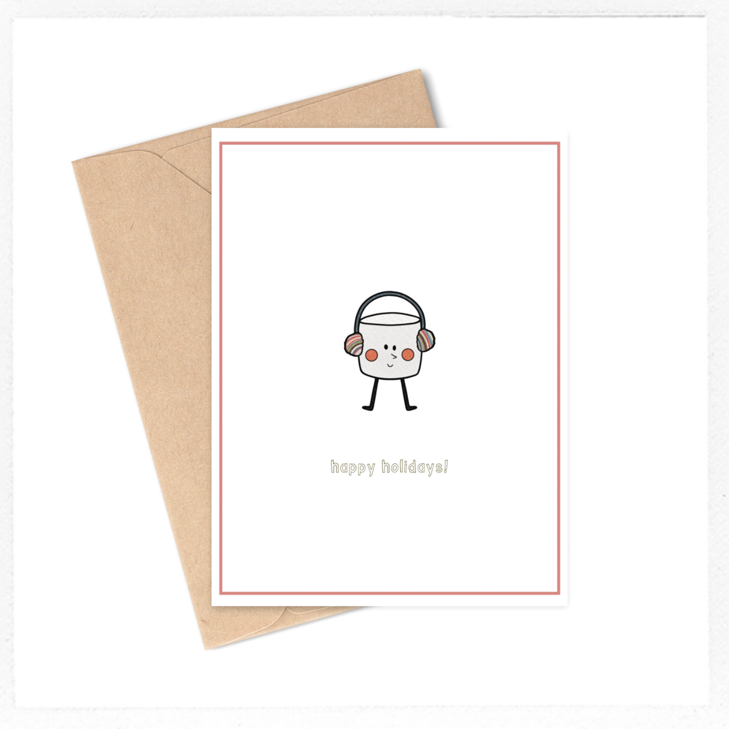 Marshmallow christmas greeting card, hanukkah card, holiday card