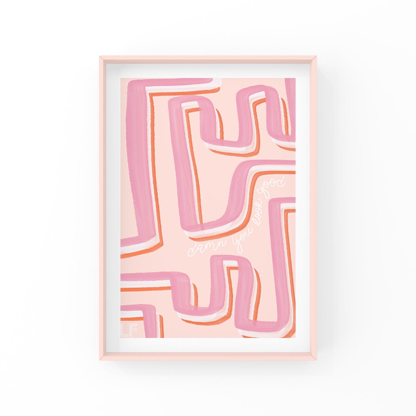 Need an instant mood booster? We got you. This bright and cheerful abstract art print will remind you and your guests how good they look every time they walk past it because it says "damn you look good" amidst the colorful, abstract lines.