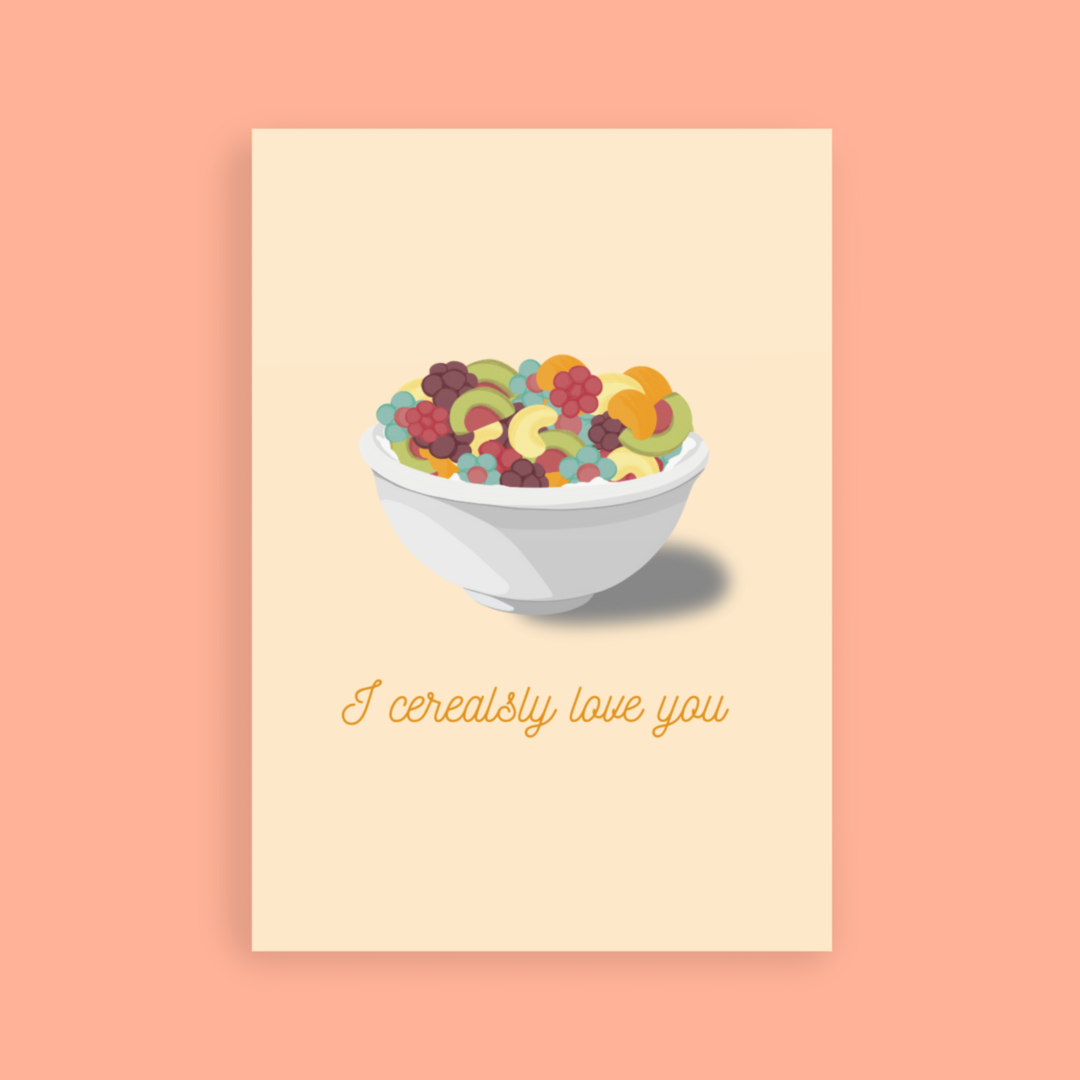 cereal greeting card, valentine's day card, card