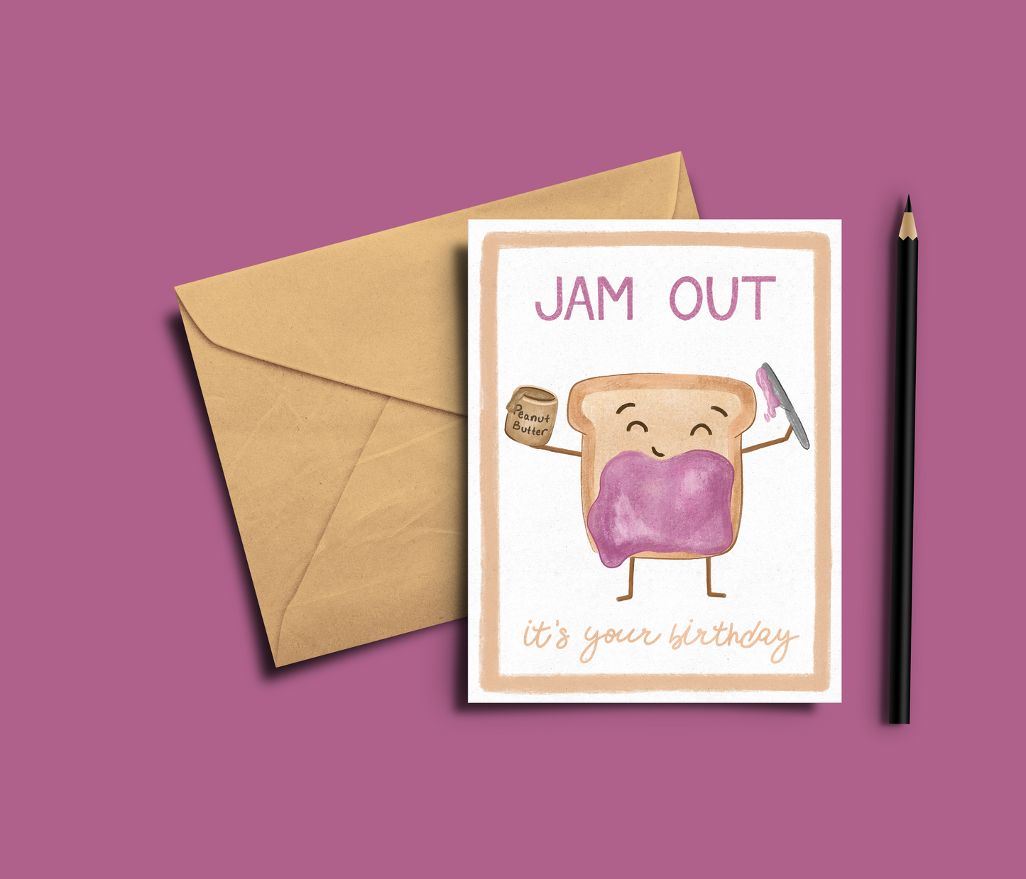 peanut butter and jelly birthday card for kid of any age, children's birthday party, pb&j