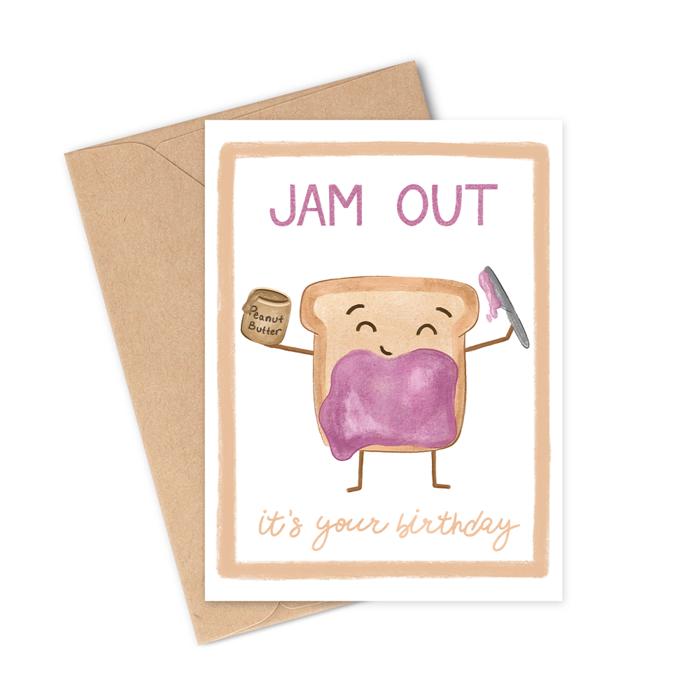 Nothing says Happy Birthday like a cute little peanut butter and jelly toastie! The ideal greeting card for anyone in your life, friend coworker, cousin, niece, nephew, etc! Completely hand-illustrated with lots of love, as always.