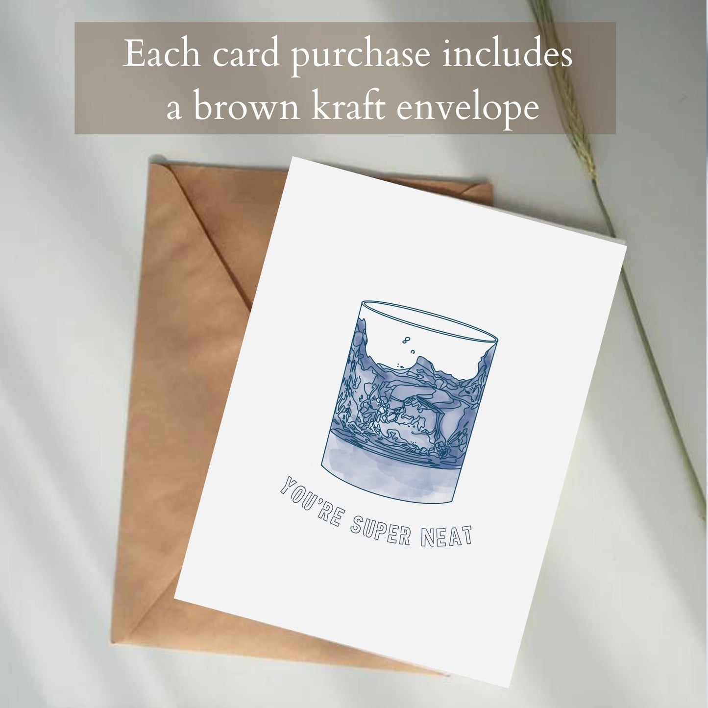 each greeting card includes a brown kraft envelope