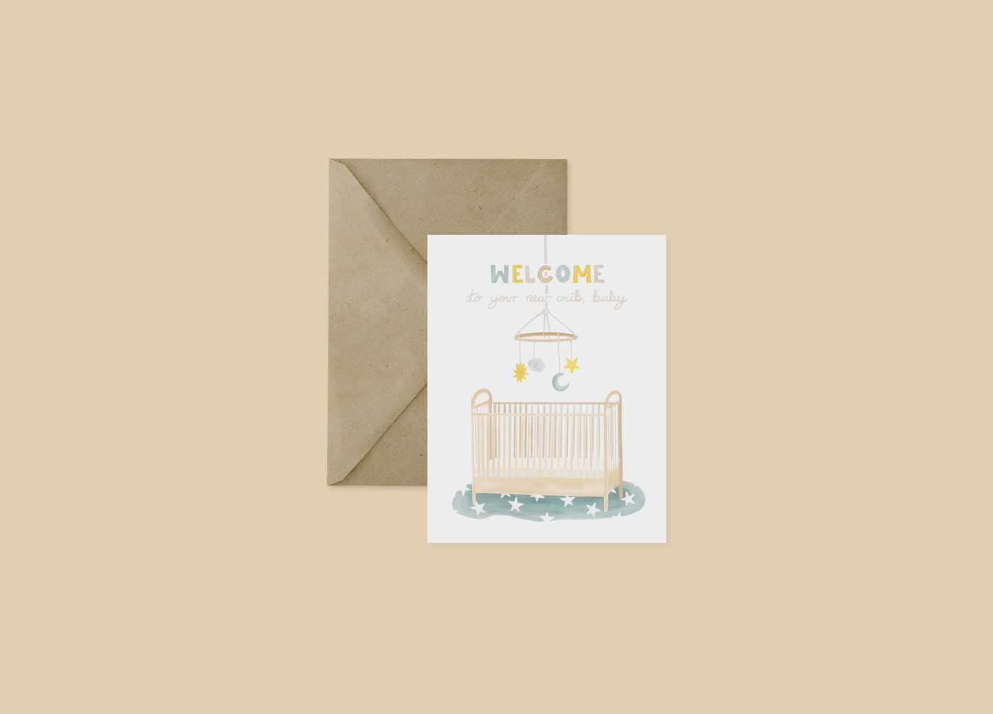 welcome to your new crib, baby, baby shower greeting card gift, new mom, expecting mother, pregnancy announcement, cute funny, baby shower card for coworker friend cousin niece aunt sister 
