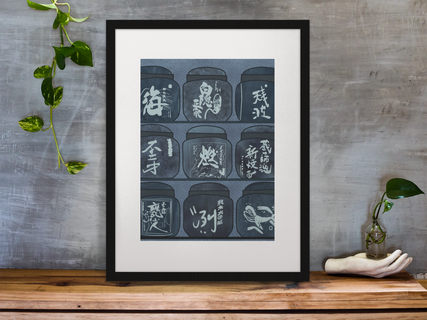 japanese art print, poster, sake barrels, sake bottle art