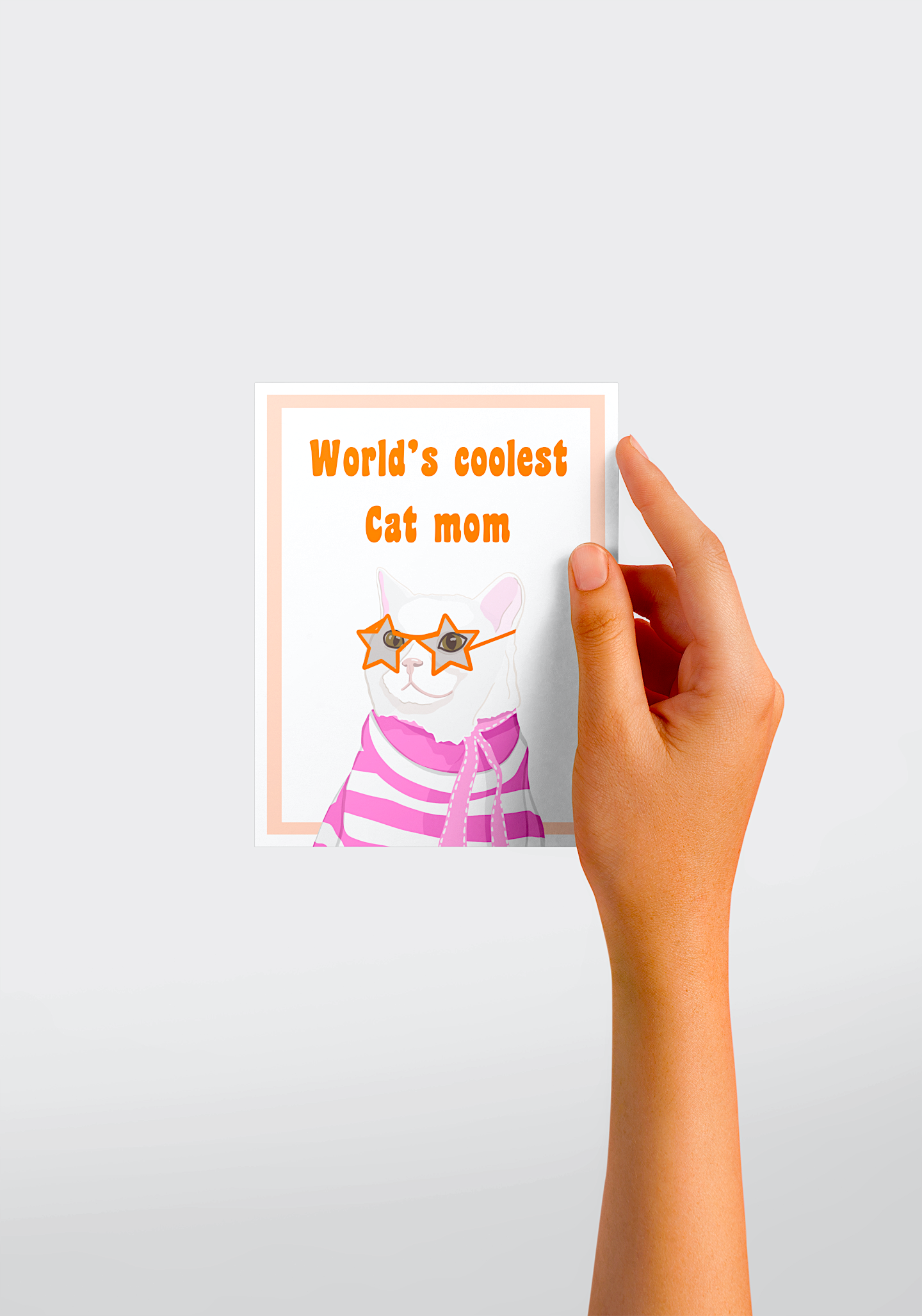 hand-illustrated cat card for cat mom