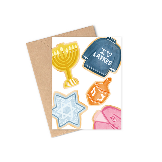 hanukkah cookies greeting card, chanukah, sweet treat, dessert gift