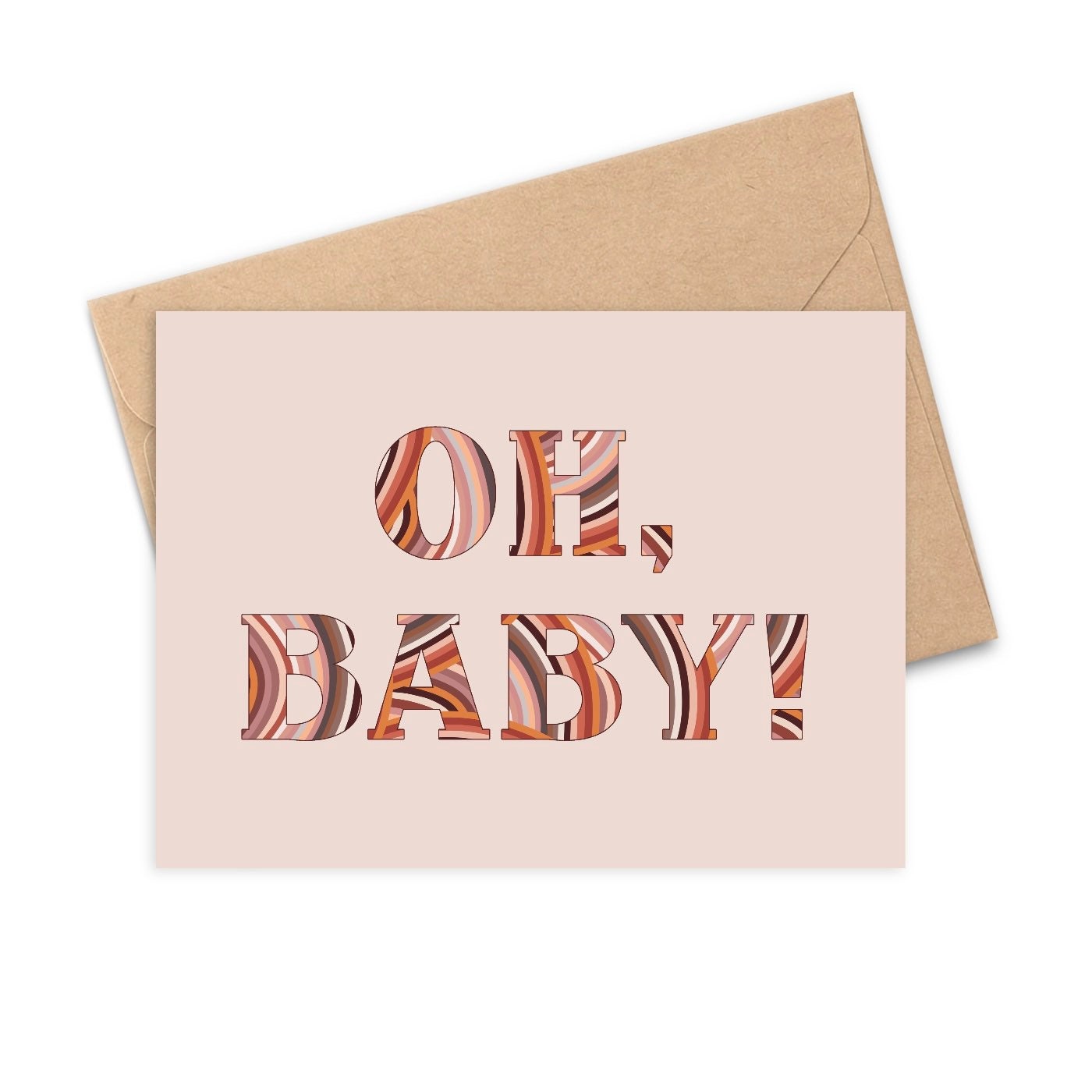 Shades of beige, blush and terra cotta are the main colors here, but the card does not specify any gender so it also makes a great gender-neutral baby card. The abstract design was digitally drawn by hand locally in Chicago, IL!
