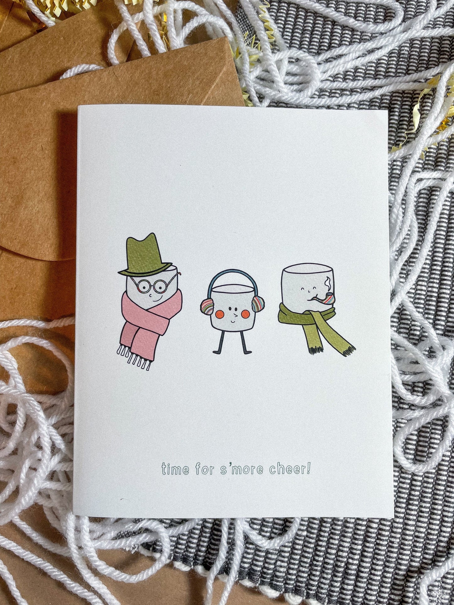 Christmas Card - Three Cozy Marshmallows