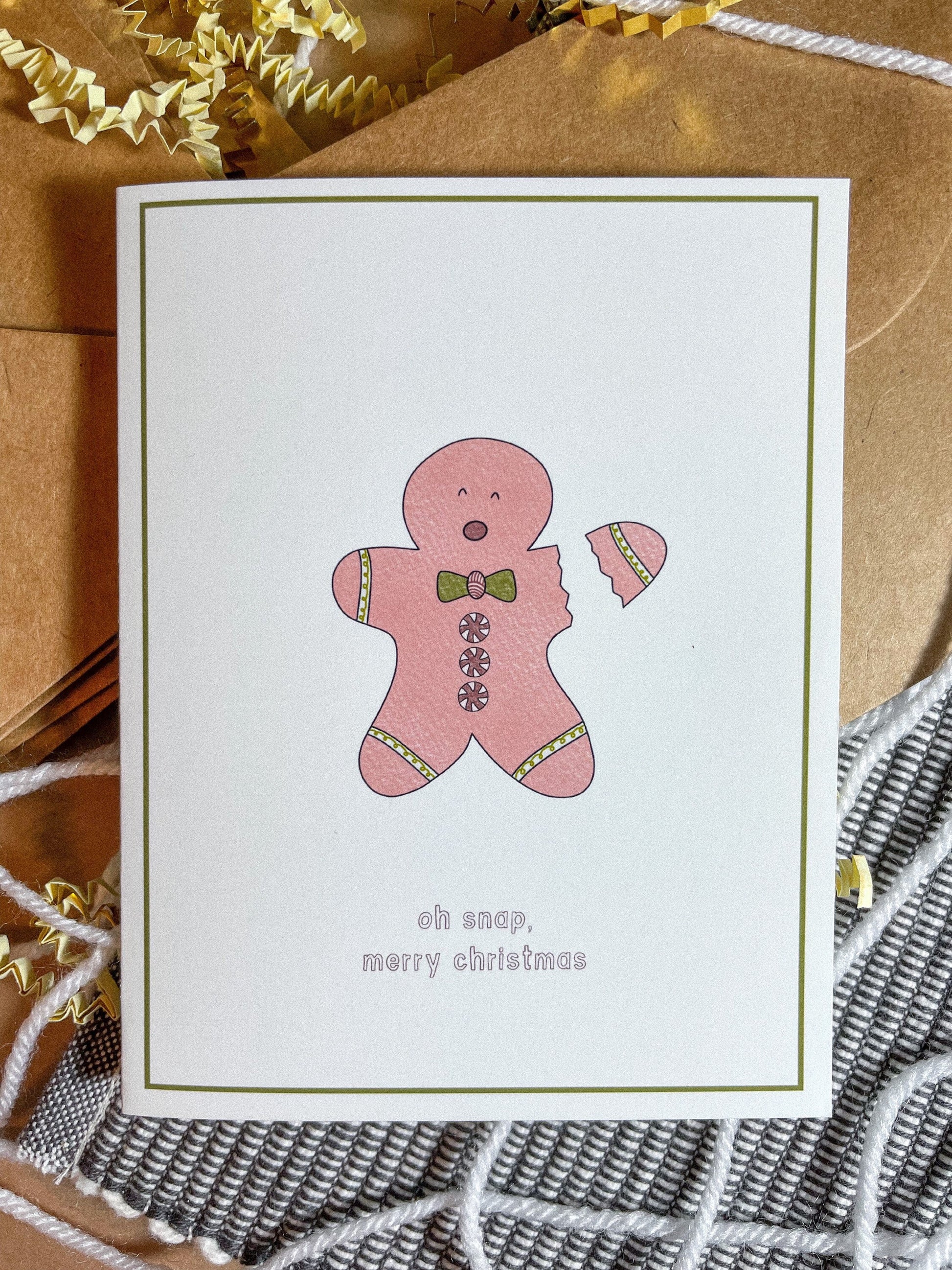 oh snap gingerbread xmas greeting card
