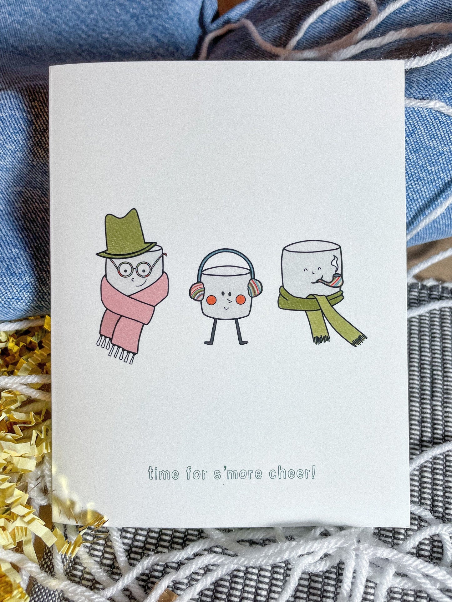 Christmas Card - Three Cozy Marshmallows