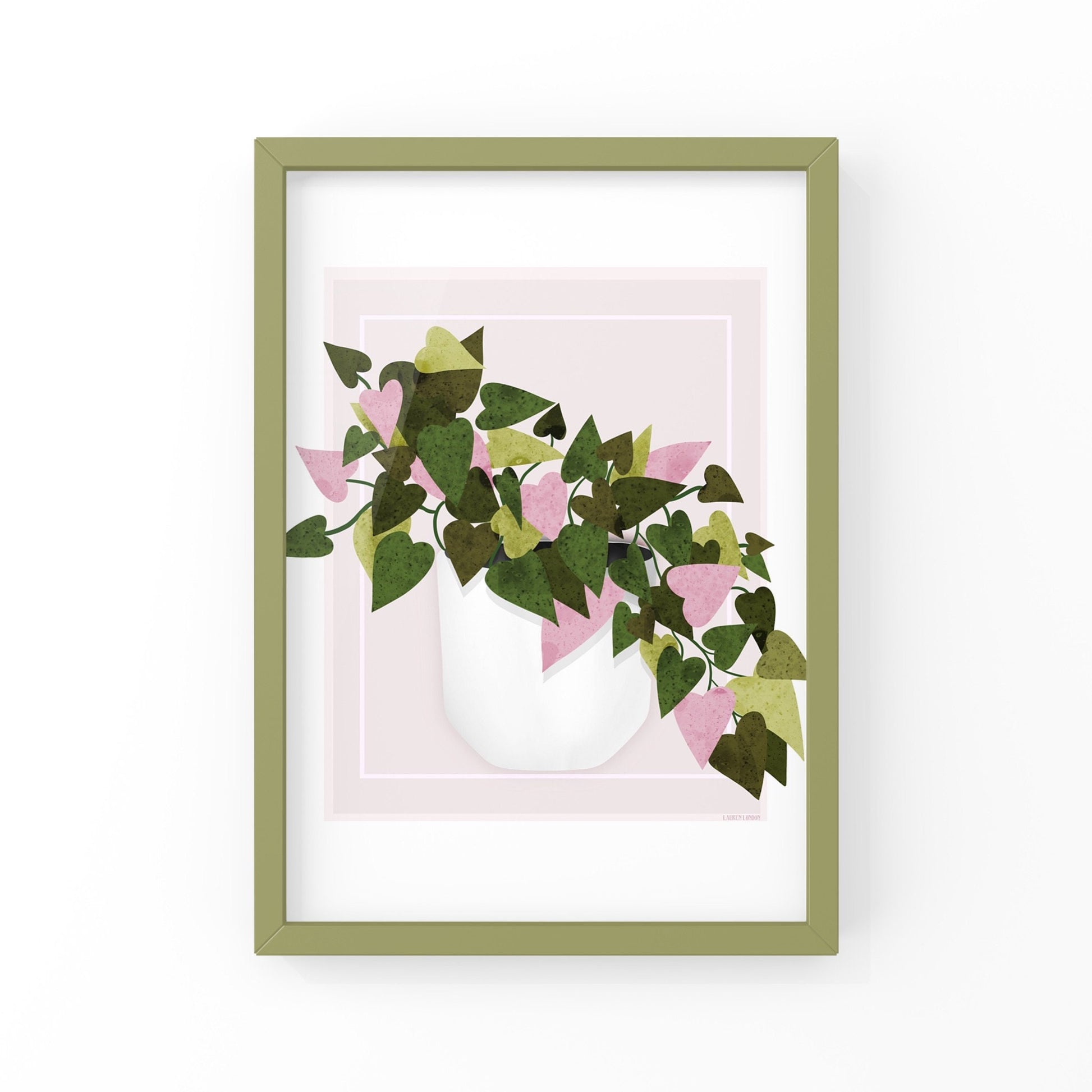 This lively, bright, leafy art print will bring any old space to life! Would work great in as office decor or living room decor, bathroom wall art, etc! It would also look great as part of a gallery wall - the possibilities are limitless. The drawing is of a beautiful Paper Gold Black Philodendron plant in a white planter - drawn with pink and green leaves.  
