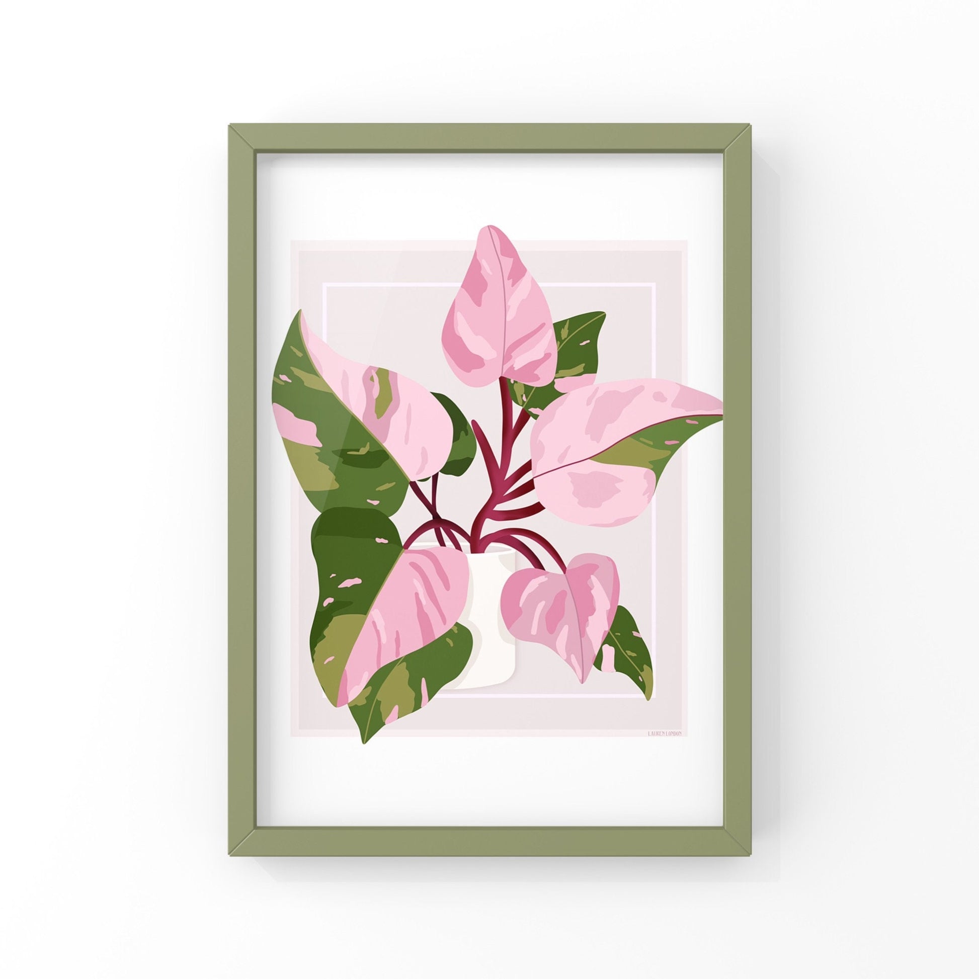 Looking for a unique wall art print!? Look no further because this hand drawn potted plant print is one of a kind. The drawing is of a beautiful pink and green philodendron plant in a white planter. When you frame this house plant art print and hang it up on your wall its simply going to make your space feel more bright, cheerful, and lively! Great for any room in the house and would also make a great gift for a loved one!
