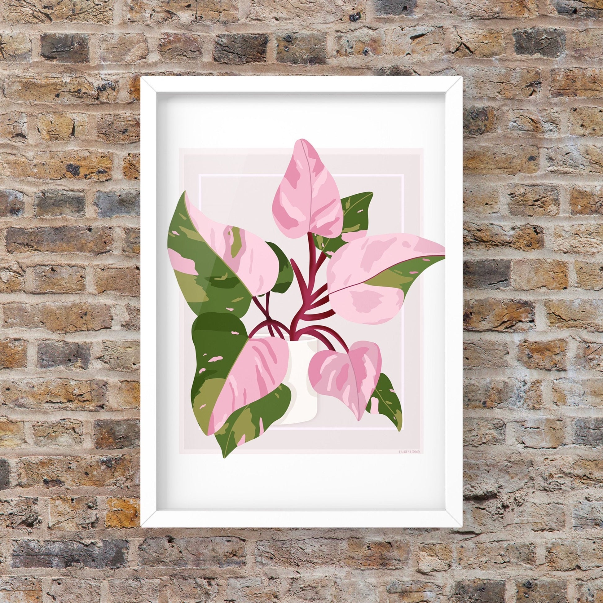 philodendron art deco painting House Plant Art Print