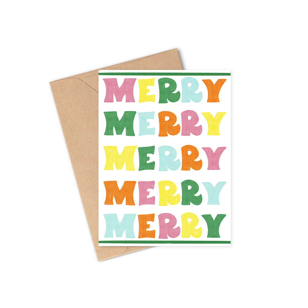 bright colorful cheerful merry merry christmas card