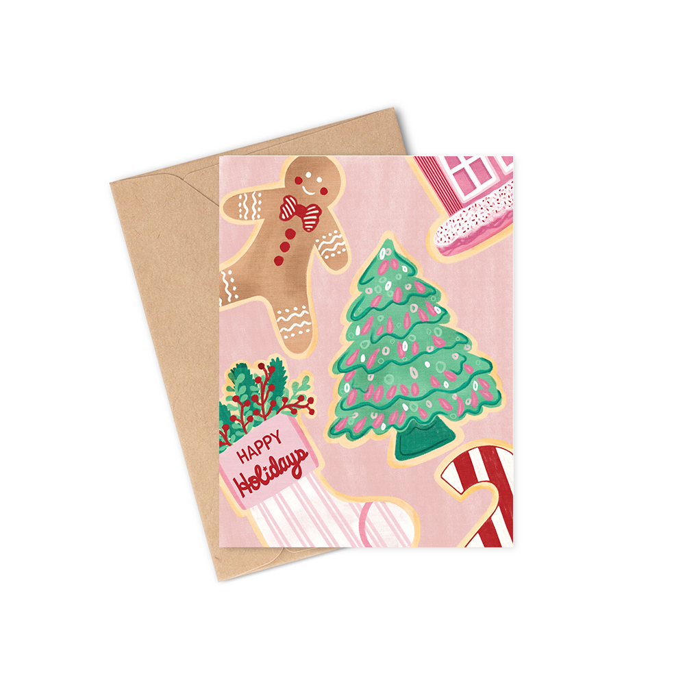 christmas cookies greeting card, xmas treats, dessert gift