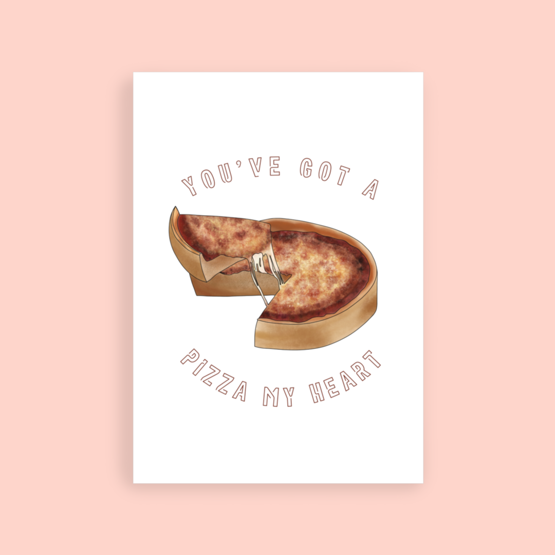 chicago deep dish pizza greeting card